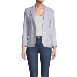 MaxMara Blue and White Striped Blazer